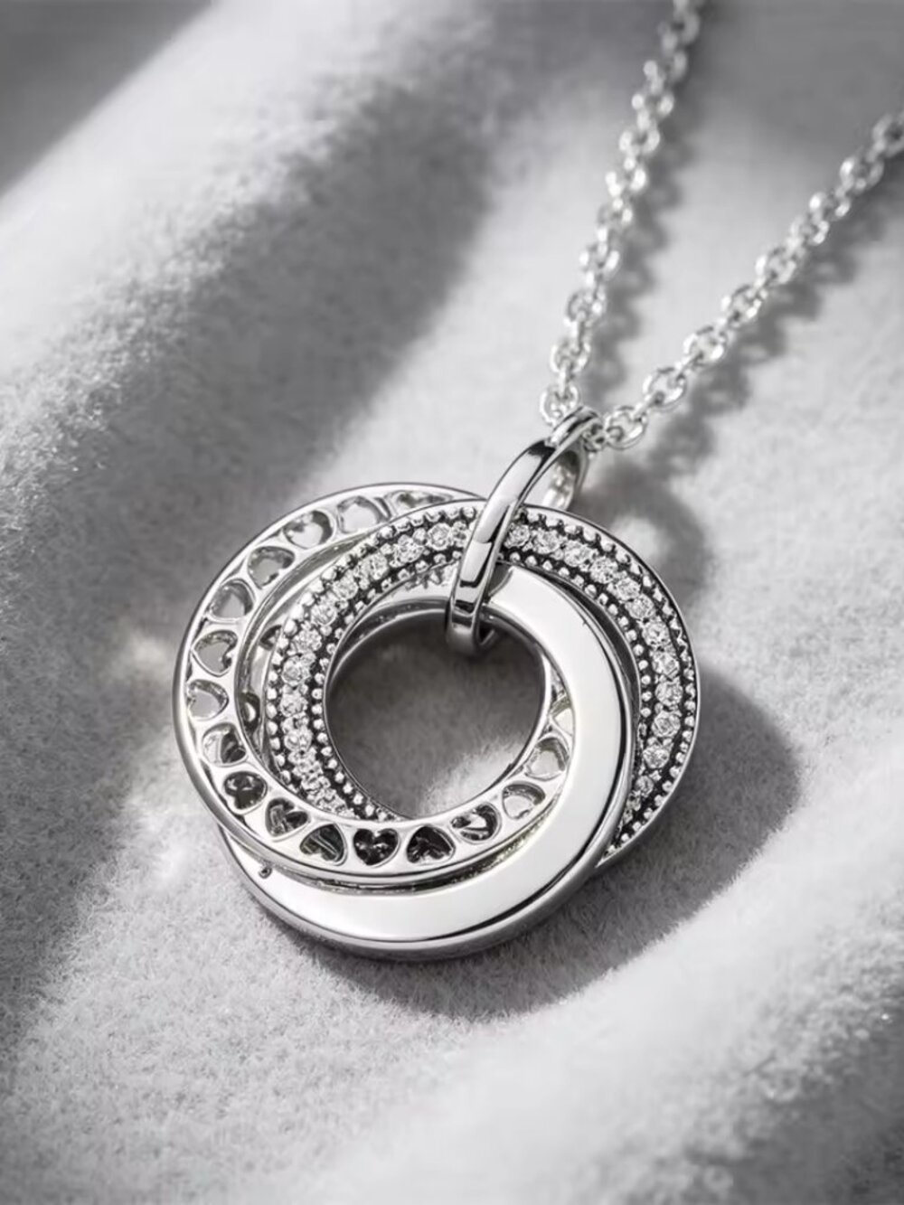 Family Loops 925 Silver Family Circles LOOPS Pendant CutOut Heart Eyelets Hallo